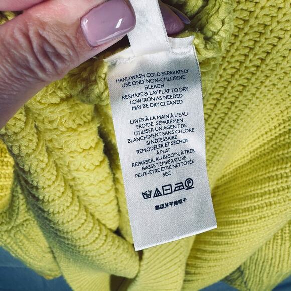 FREE PEOPLE Oversized Chunky Knit Sweater Women's Size M Yellow Casual Cozy Fall - Picture 8 of 11